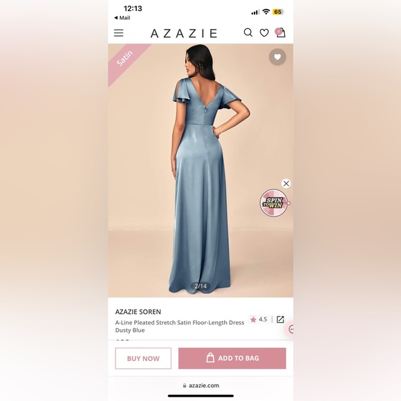 Azazie Soren Dusty Blue Bridesmaid Dress - Picture 2 of 4